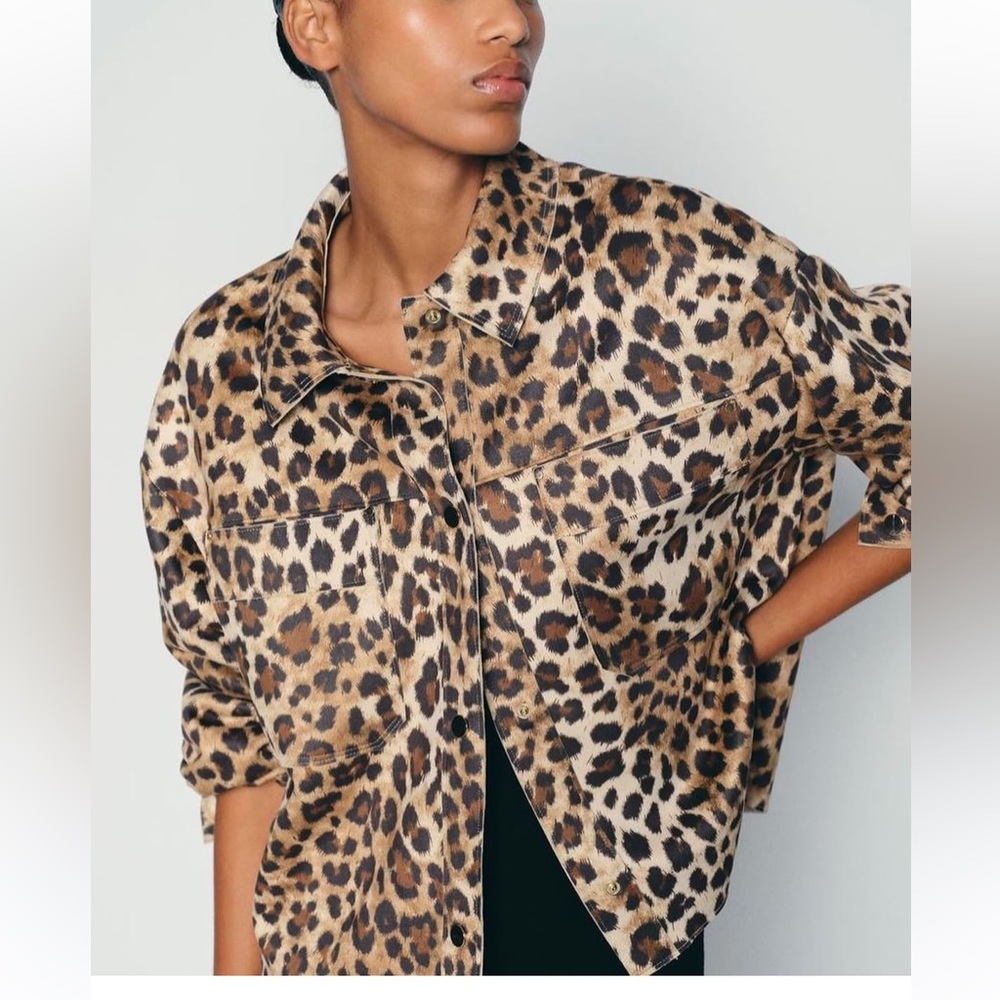 Zara faux suede leopard jacket